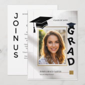 Bold Modern GRAD Typography Gold Photo Graduation Kaart (Voorkant / Achterkant)