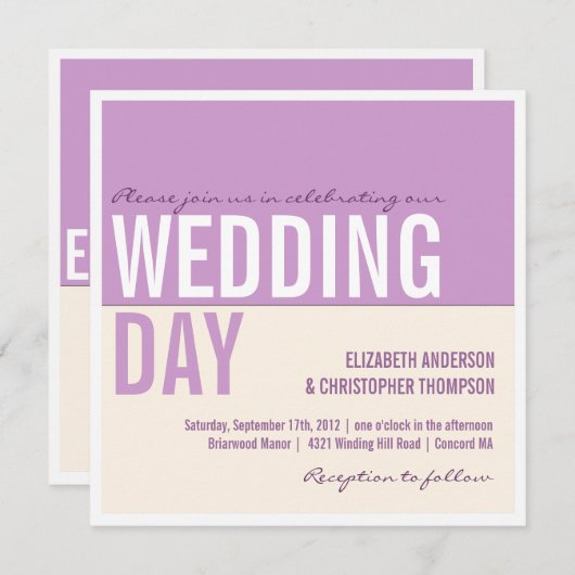 Bold Modern Graphic Block Wedding Invitation Kaart (Voorkant / Achterkant)