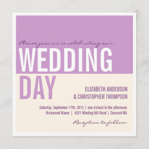 Bold Modern Graphic Block Wedding Invitation Kaart