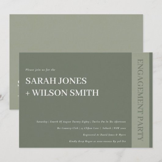 Bold Modern Gray Typography Text Verloving Invite Bedankkaart (Voorkant / Achterkant)