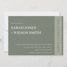 Bold Modern Gray Typography Text Verloving Invite