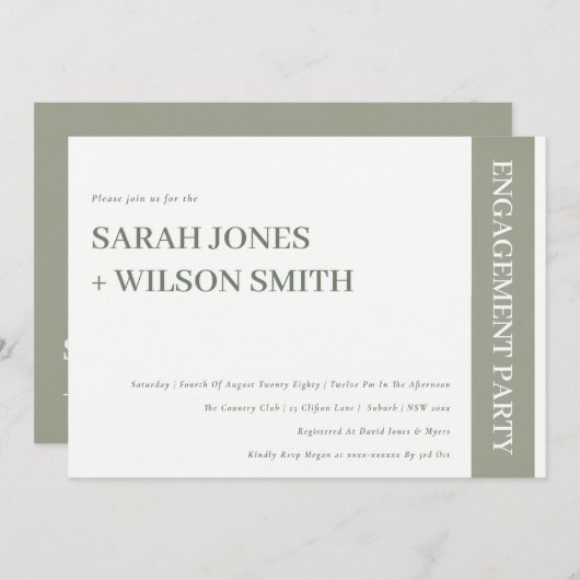 Bold Modern Gray Typography Verloving Invite Bedankkaart (Voorkant / Achterkant)