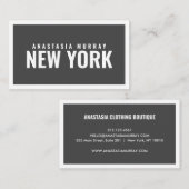 Bold Modern Gray White Minimalist Luxe Boutique Visitekaartje (Voorkant / Achterkant)
