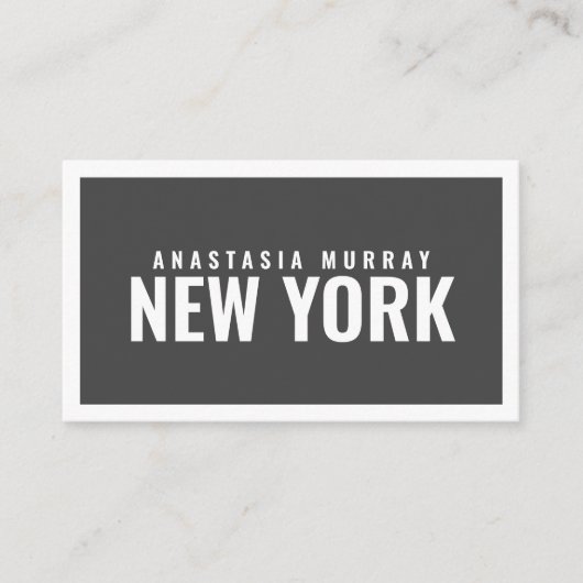 Bold Modern Gray White Minimalist Luxe Boutique Visitekaartje (Voorkant)
