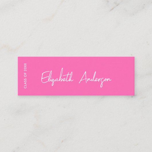 Bold Modern Hot Pink Afstuderen Student Afstuderen Contactkaartje (Voorkant)