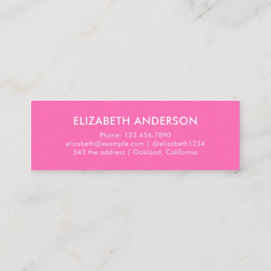 Bold Modern Hot Pink Afstuderen Student Afstuderen Contactkaartje (Achterkant)