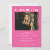 Bold Modern Hot Roze Two Photo Graduparty Kaart (Voorkant)