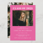 Bold Modern Hot Roze Two Photo Graduparty Kaart (Voorkant / Achterkant)