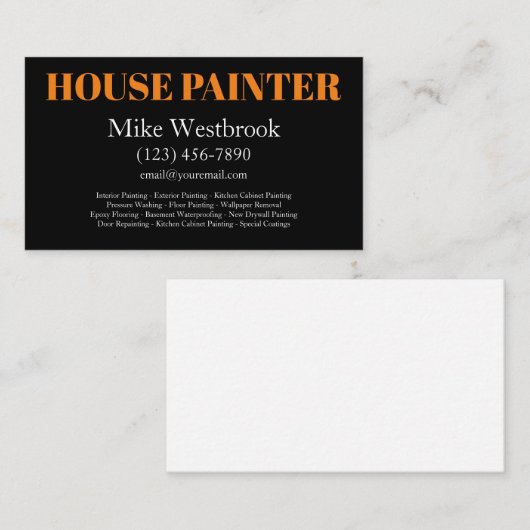 Bold Modern House Painter Visitekaartjes (Voorkant / Achterkant)