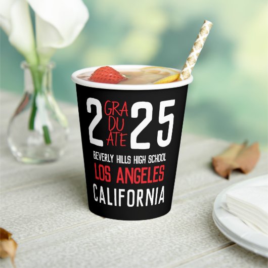 Bold Modern Klasse van 2025 Afstuderen Papieren Bekers (Insitu)