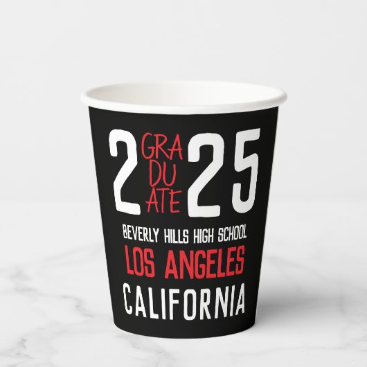 Bold Modern Klasse van 2025 Afstuderen Papieren Bekers (Achterkant)