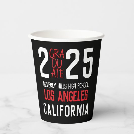 Bold Modern Klasse van 2025 Afstuderen Papieren Bekers (Voorkant)