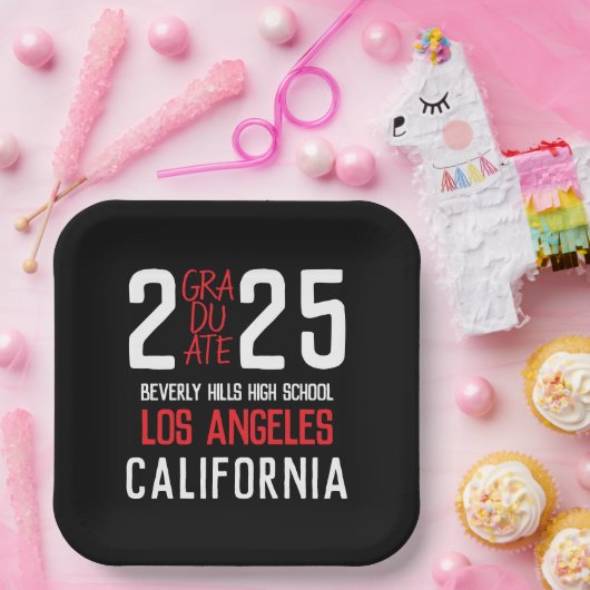 Bold Modern Klasse van 2025 Afstuderen Papieren Bordje (Feest)