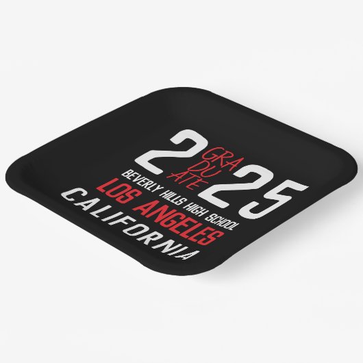 Bold Modern Klasse van 2025 Afstuderen Papieren Bordje (Gebogen)