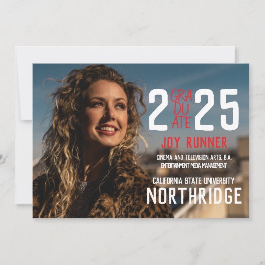 Bold Modern Klasse van 2025 Foto Afstuderen Aankondiging (Voorkant)