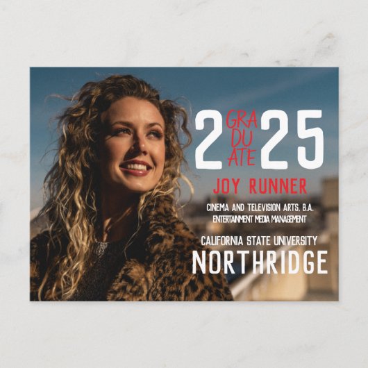 Bold Modern Klasse van 2025 Foto Afstuderen Briefkaart (Voorkant)