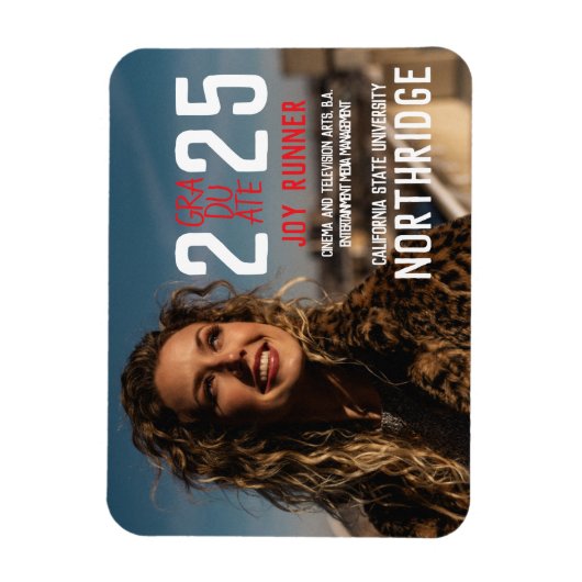 Bold Modern Klasse van 2025 Foto Afstuderen Magneet (Verticaal)