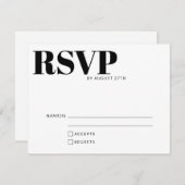 Bold Modern Minimalist Black White QR-code - Gegev RSVP Kaartje (Voorkant / Achterkant)