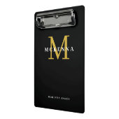 Bold Modern Monogram Black Gold Initiaal Naam Mini Klembord (Angled2)