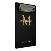Bold Modern Monogram Black Gold Initiaal Naam Mini Klembord (Schuin)