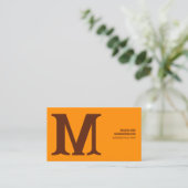 Bold & Modern Monogram in Sinaasappel & Bruin Visitekaartje (Staand voorkant)