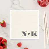Bold Modern Monogram Initialen Black Cream Wedding Servet (Insitu)