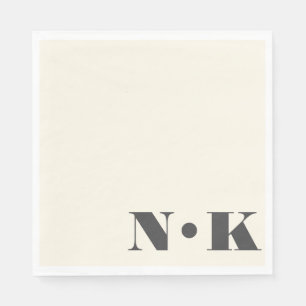 Bold Modern Monogram Initialen Black Cream Wedding Servet