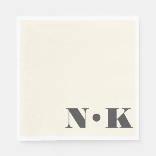 Bold Modern Monogram Initialen Black Cream Wedding Servet (Voorkant)