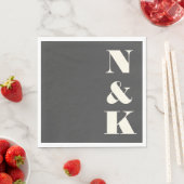 Bold Modern Monogram Initialen Black White Wedding Servet (Insitu)