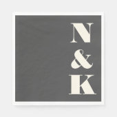 Bold Modern Monogram Initialen Black White Wedding Servet (Voorkant)