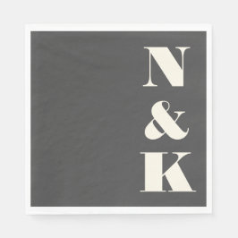 Bold Modern Monogram Initialen Black White Wedding Servet