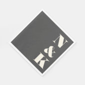 Bold Modern Monogram Initialen Black White Wedding Servet (Hoek)