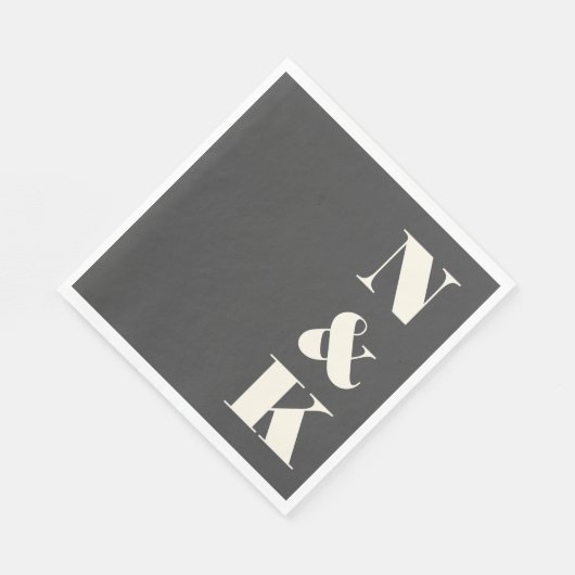 Bold Modern Monogram Initialen Black White Wedding Servet (Hoek)