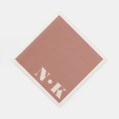 Bold Modern Monogram Initialen Terracotta Roos Servet (Hoek)