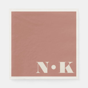 Bold Modern Monogram Initialen Terracotta Roos Servet