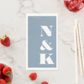 Bold Modern Monogram Initials Wedding Dusty Blue Servet (Insitu)