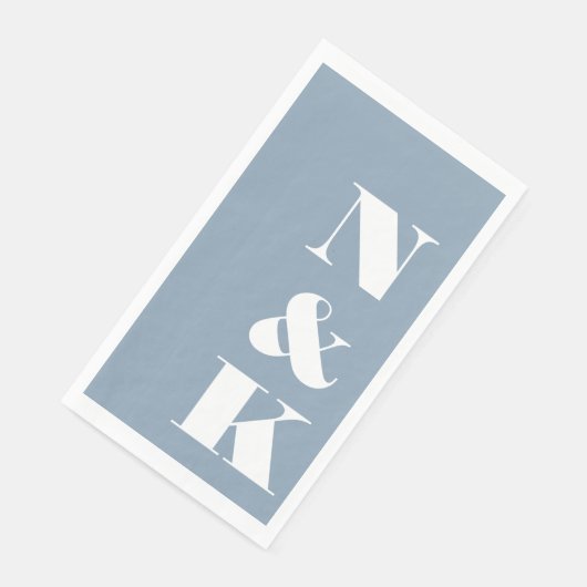 Bold Modern Monogram Initials Wedding Dusty Blue Servet (Hoek)