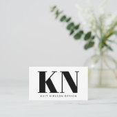 Bold Modern Monogram Professional Black White Visitekaartje (Staand voorkant)