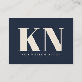 Bold Modern Monogram Professional Navy Blue Visitekaartje