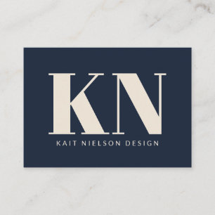 Bold Modern Monogram Professional Navy Blue Visitekaartje