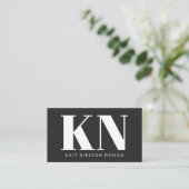 Bold Modern Monogram Professional - Zwarte achterg Visitekaartje (Staand voorkant)