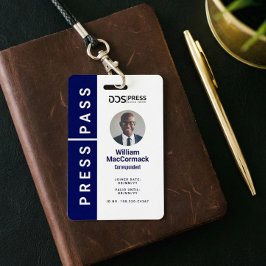 Bold Modern Navy Circle Foto Pass & Logo Badge