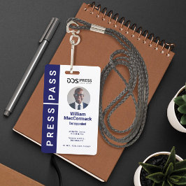 Bold Modern Navy Circle Foto Pass & Logo Badge