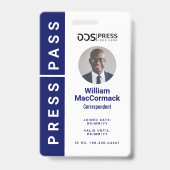 Bold Modern Navy Circle Foto Pass & Logo Badge (Voorkant)