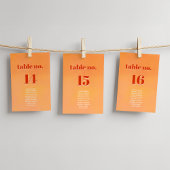 Bold Modern Orange Sunset Seating Chart Wedding Kaart