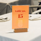 Bold Modern Orange Sunset Seating Chart Wedding Kaart