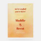Bold Modern Orange Sunset Wedding Welcome Acryl Bord (Voorkant)