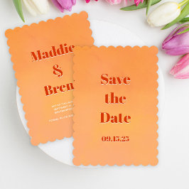 Bold Modern Orange Watercolor Sunset Wedding Save The Date