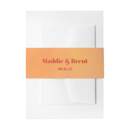 Bold Modern Orange Watercolor Sunset Wedding Uitnodigingen Wikkel