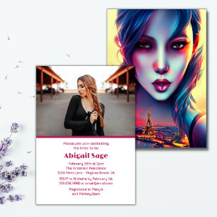 Bold Modern Paris Eiffel Tower Vrijgezellenfeest Kaart